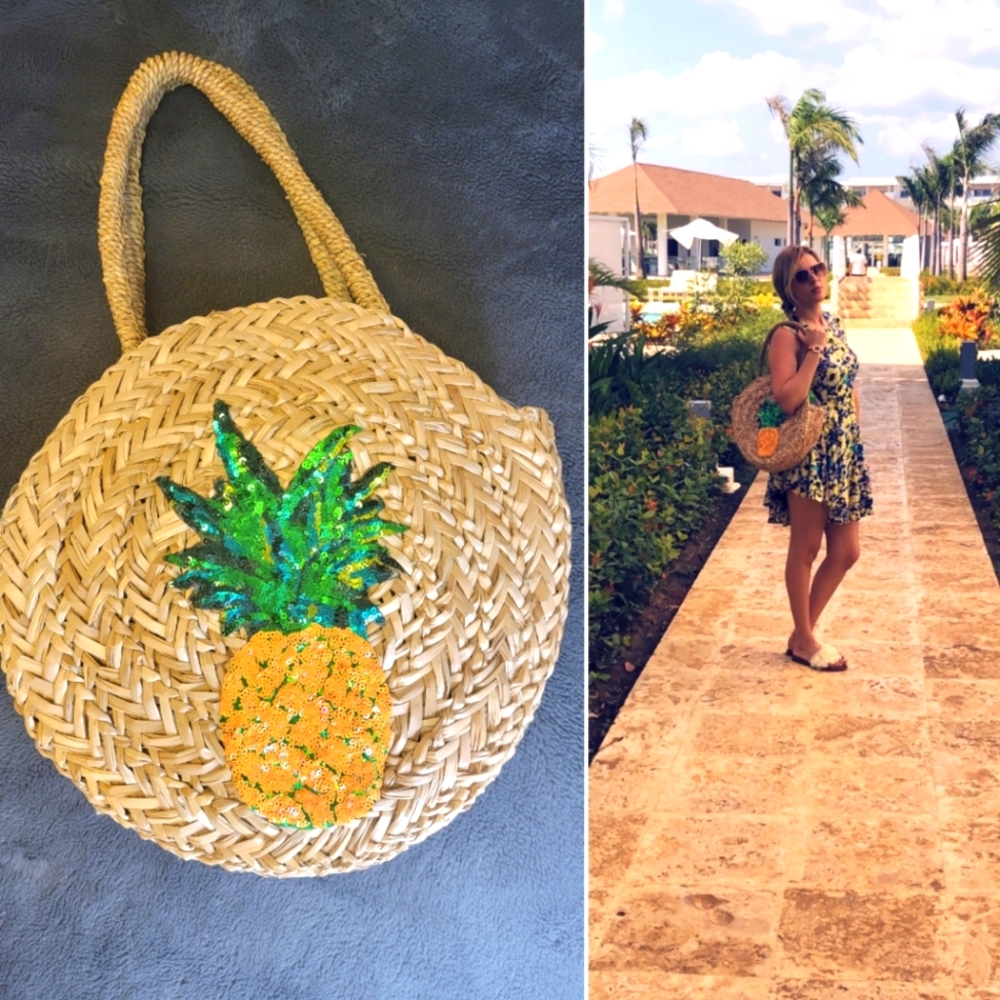 Straw shoulder bag (claire de lune )